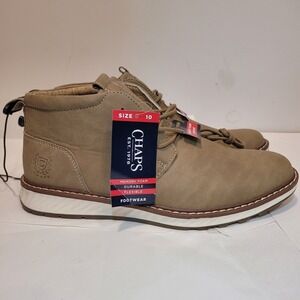 New Chaps Men's Chuck Chukka Boots US Size 10 Sand Lace-Up Memory Foam Comfort